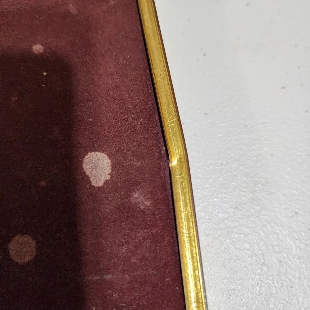 Vintage Gold Tone Metal Double Folding Picture Frame 5x7 Hinged Beaded Trim